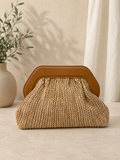 Clutch Intrecciata Effetto Paglia con Tracolla
