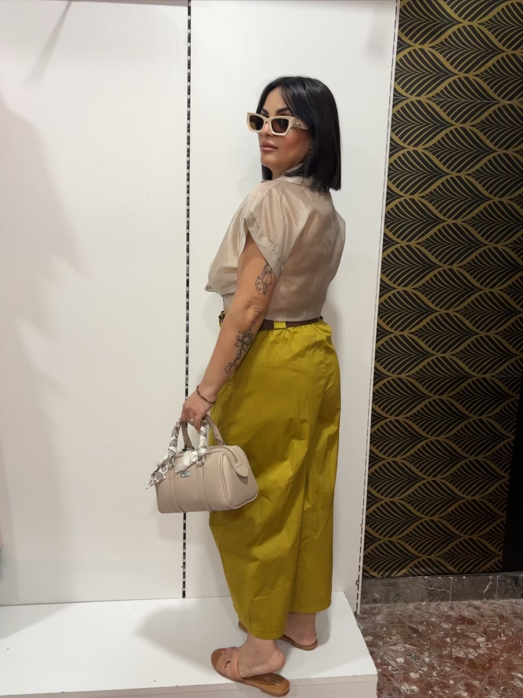 Camicia Crop in Viscosa con Nodo