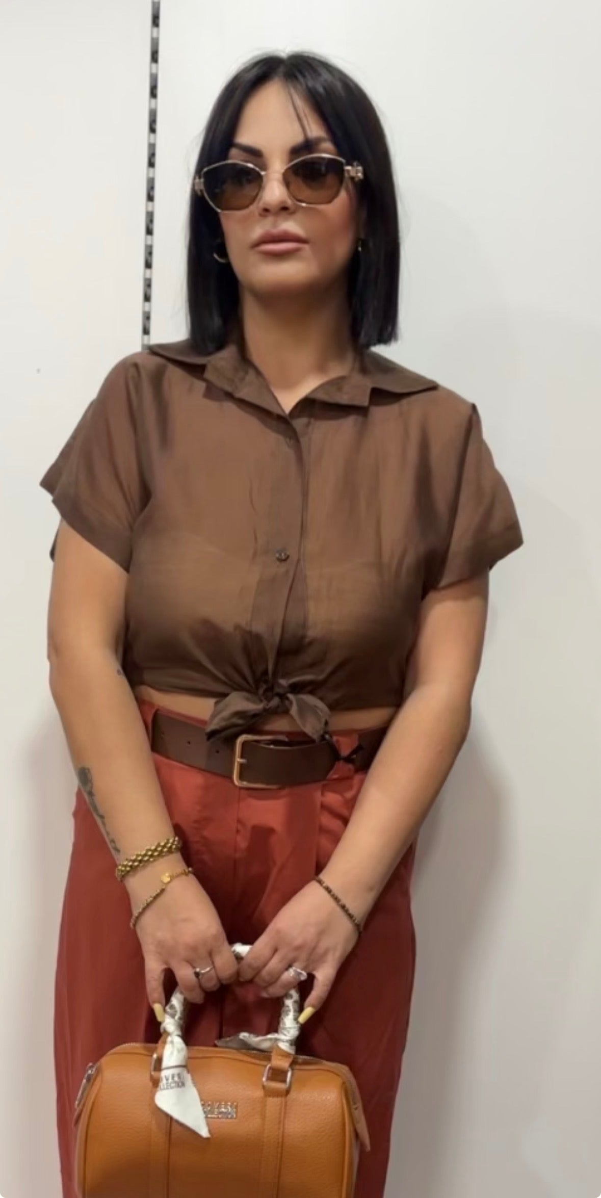 Camicia Crop in Viscosa con Nodo