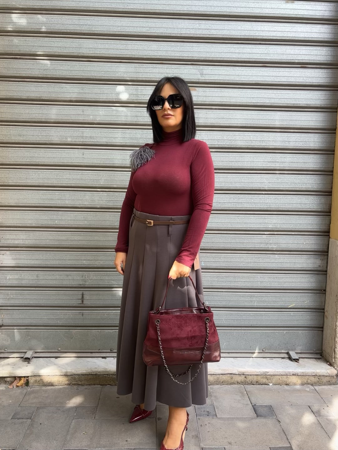 Maglia collo alto Bordeaux.