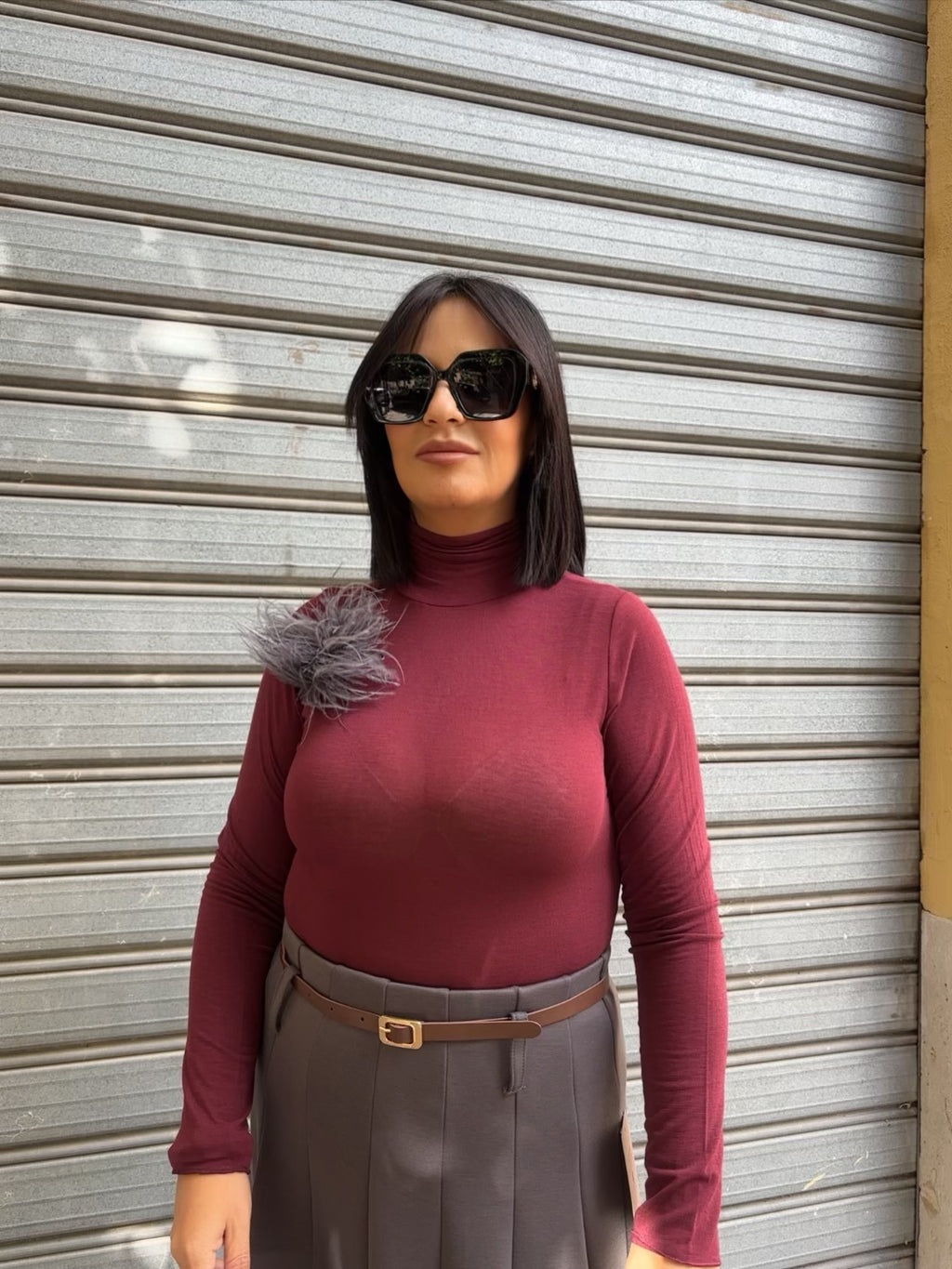 Maglia collo alto Bordeaux.