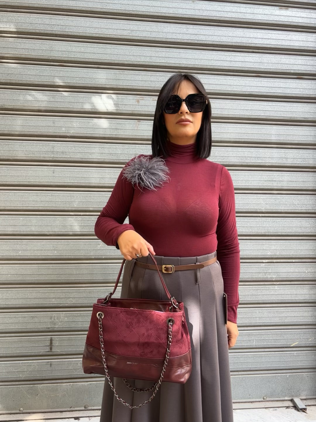 Maglia collo alto Bordeaux.
